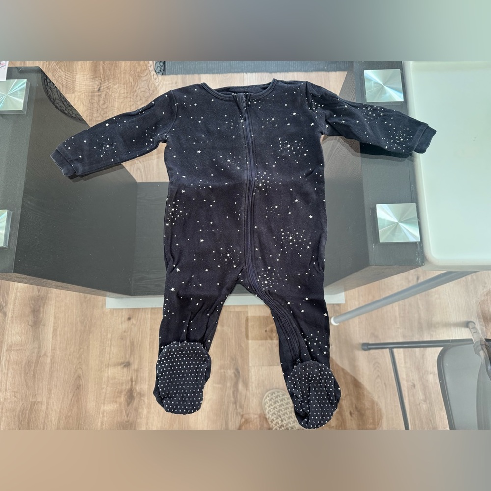 🌙 PETIT LEM All Black Starry Baby Sleeper - 6M